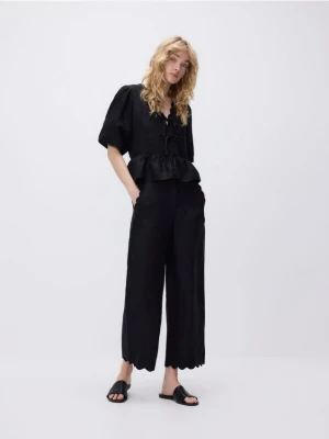 Reserved - Spodnie z lnem - czarny