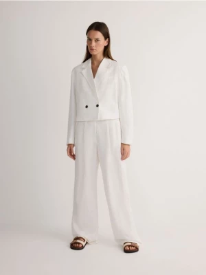 Reserved - Spodnie z lnem i wiskozą - biały