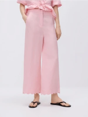 Reserved - Spodnie z lnem - pastelowy róż