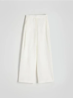 Reserved - Spodnie z lnu i wiskozy - biały