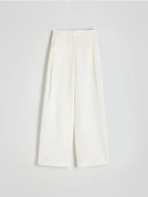Reserved - Spodnie z lnu i wiskozy - biały