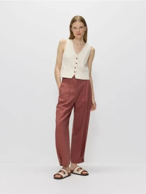 Reserved - Spodnie z lyocellem i lnem - jasnofioletowy