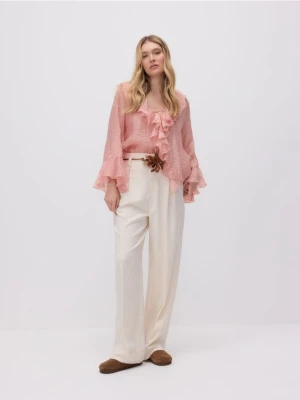 Reserved - Spodnie z ozdobnym paskiem - biały