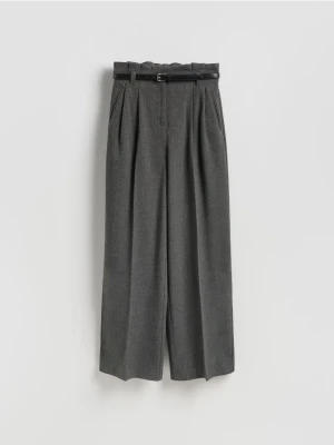 Reserved - Spodnie z paskiem - ciemnoszary