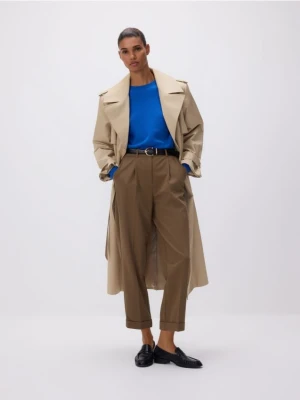 Reserved - Spodnie z paskiem - oliwkowy