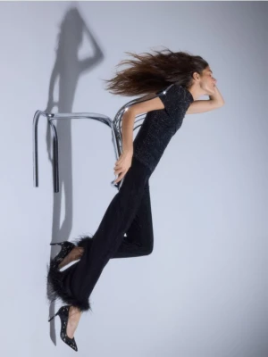 Reserved - Spodnie z piórami - czarny