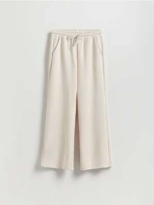 Reserved - Spodnie z szeroką nogawką - beżowy