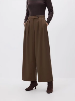 Reserved - Spodnie z szeroką nogawką - brązowy
