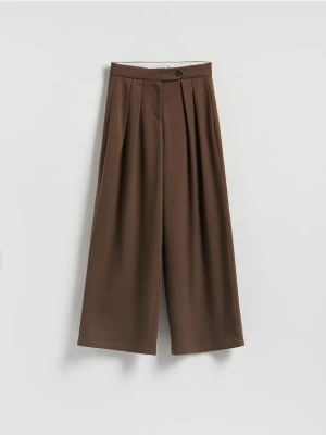 Reserved - Spodnie z szeroką nogawką - brązowy