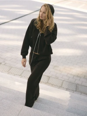 Reserved - Spodnie z szeroką nogawką - ciemnobrązowy