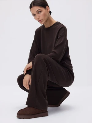 Reserved - Spodnie z szeroką nogawką - ciemnobrązowy