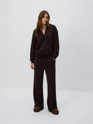 Reserved - Spodnie z szeroką nogawką - ciemnobrązowy