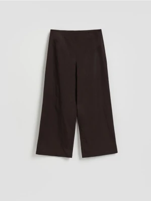 Reserved - Spodnie z szeroką nogawką - ciemnobrązowy