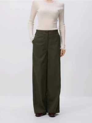 Reserved - Spodnie z szeroką nogawką - zielony