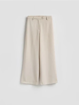 Reserved - Spodnie z szerokimi nogawkami - beżowy