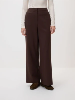 Reserved - Spodnie z szerokimi nogawkami - ciemnobrązowy
