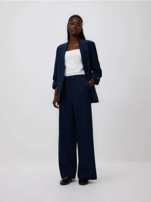 Reserved - Spodnie z szerokimi nogawkami - granatowy