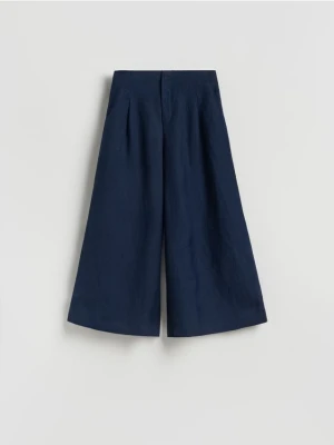 Reserved - Spodnie z szerokimi nogawkami - granatowy