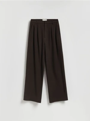Reserved - Spodnie z wełną - ciemnobrązowy