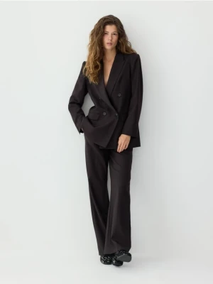 Reserved - Spodnie z wełną - ciemnobrązowy