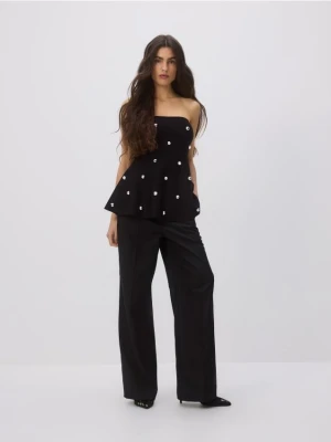 Reserved - Spodnie z wełną - czarny