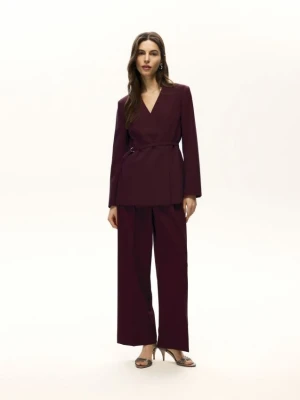 Reserved - Spodnie z wiązaniem - bordowy