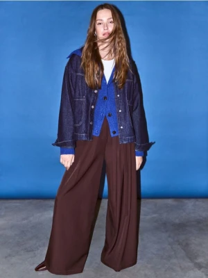 Reserved - Spodnie z wiązaniem - ciemnobrązowy