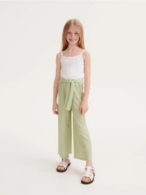 Reserved - Spodnie z wiązaniem - jasnozielony