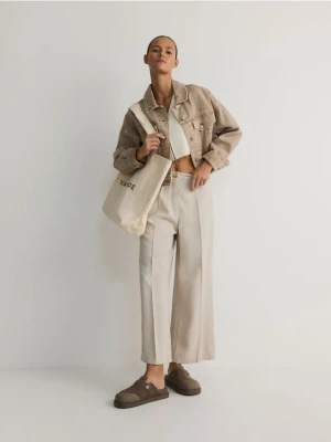 Reserved - Spodnie z wiskozą - beżowy