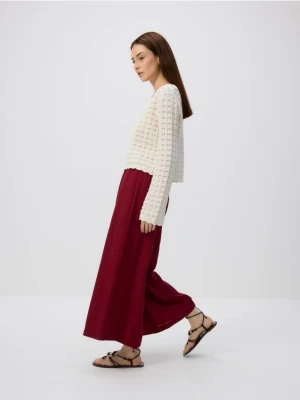 Reserved - Spodnie z wiskozą - bordowy