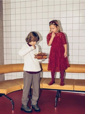 Reserved - Spodnie z wiskozą - ciemnobrązowy