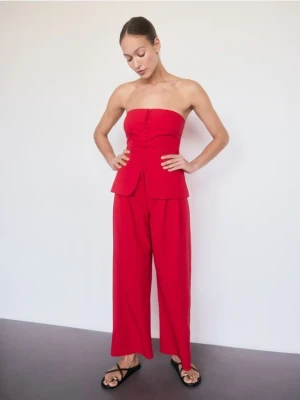 Reserved - Spodnie z wiskozą - czerwony