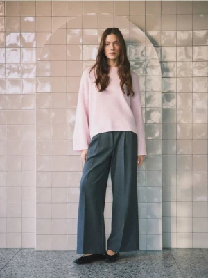 Reserved - Spodnie z wiskozą - jasnoszary