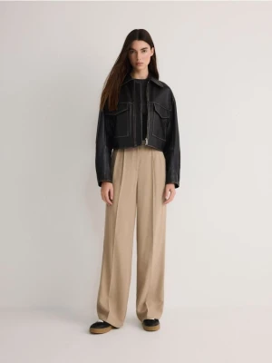 Reserved - Spodnie z wiskozy - beżowy