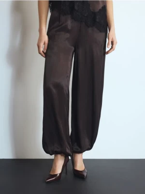Reserved - Spodnie z wiskozy - ciemnobrązowy