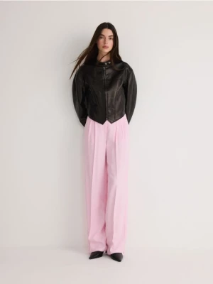 Reserved - Spodnie z wiskozy - pastelowy róż