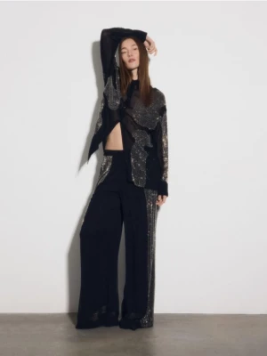 Reserved - Spodnie z wiskozy z aplikacją - czarny