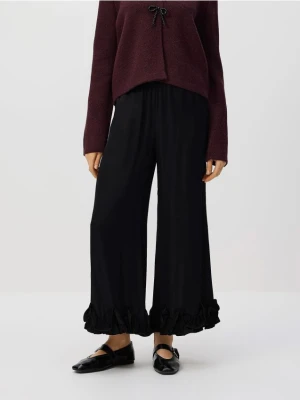 Reserved - Spodnie z wiskozy z falbankami - czarny