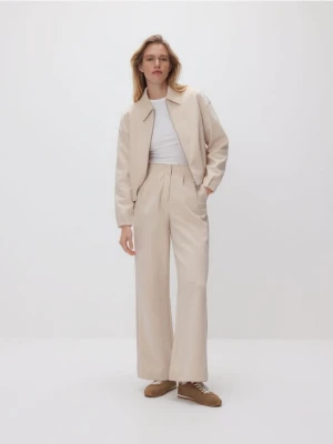 Reserved - Spodnie z zakładkami - beżowy