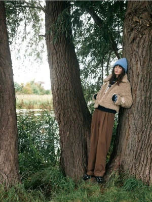 Reserved - Spodnie z zakładkami - brązowy