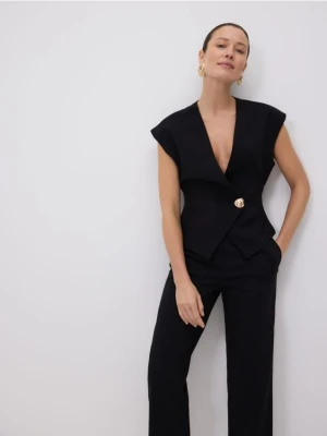 Reserved - Spodnie z zakładkami - czarny