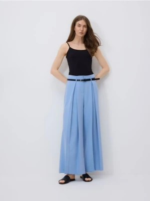 Reserved - Spodnie z zakładkami - jasnoniebieski