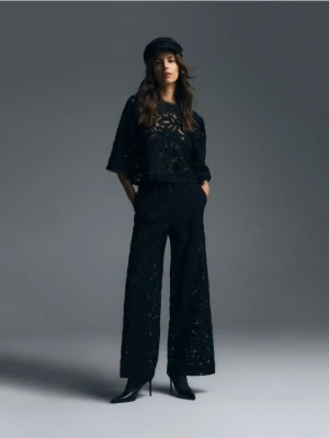 Reserved - Spodnie ze strukturalnej tkaniny - czarny