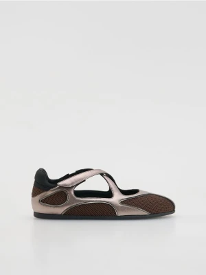 Reserved - Sportowe baleriny z siateczką - ciemnobrązowy