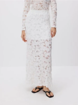 Reserved - Strukturalana spódnica maxi - biały