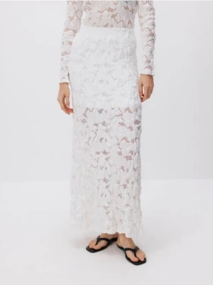 Reserved - Strukturalana spódnica maxi - biały