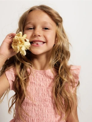 Reserved - Strukturalna bluzka bez rękawów - koralowy