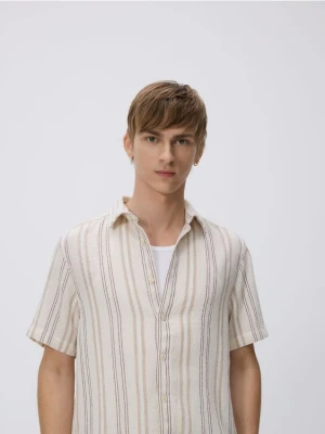 Reserved - Strukturalna koszula comfort - beżowy