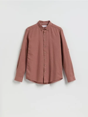 Reserved - Strukturalna koszula regular fit - fioletowy