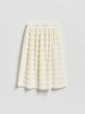 Reserved - Strukturalna spódnica maxi - złamana biel